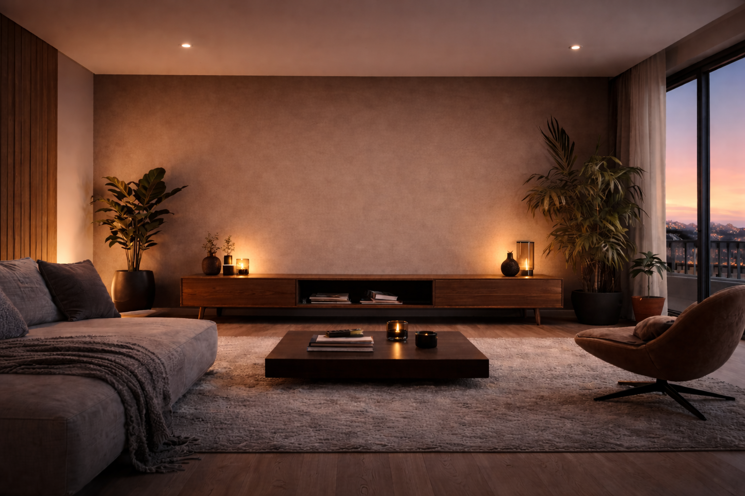 Modern living room with TV setup variation