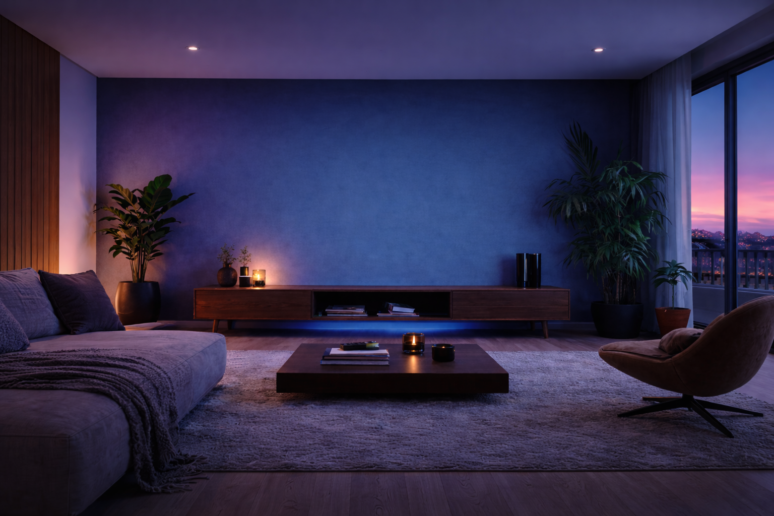 Modern living room with TV setup