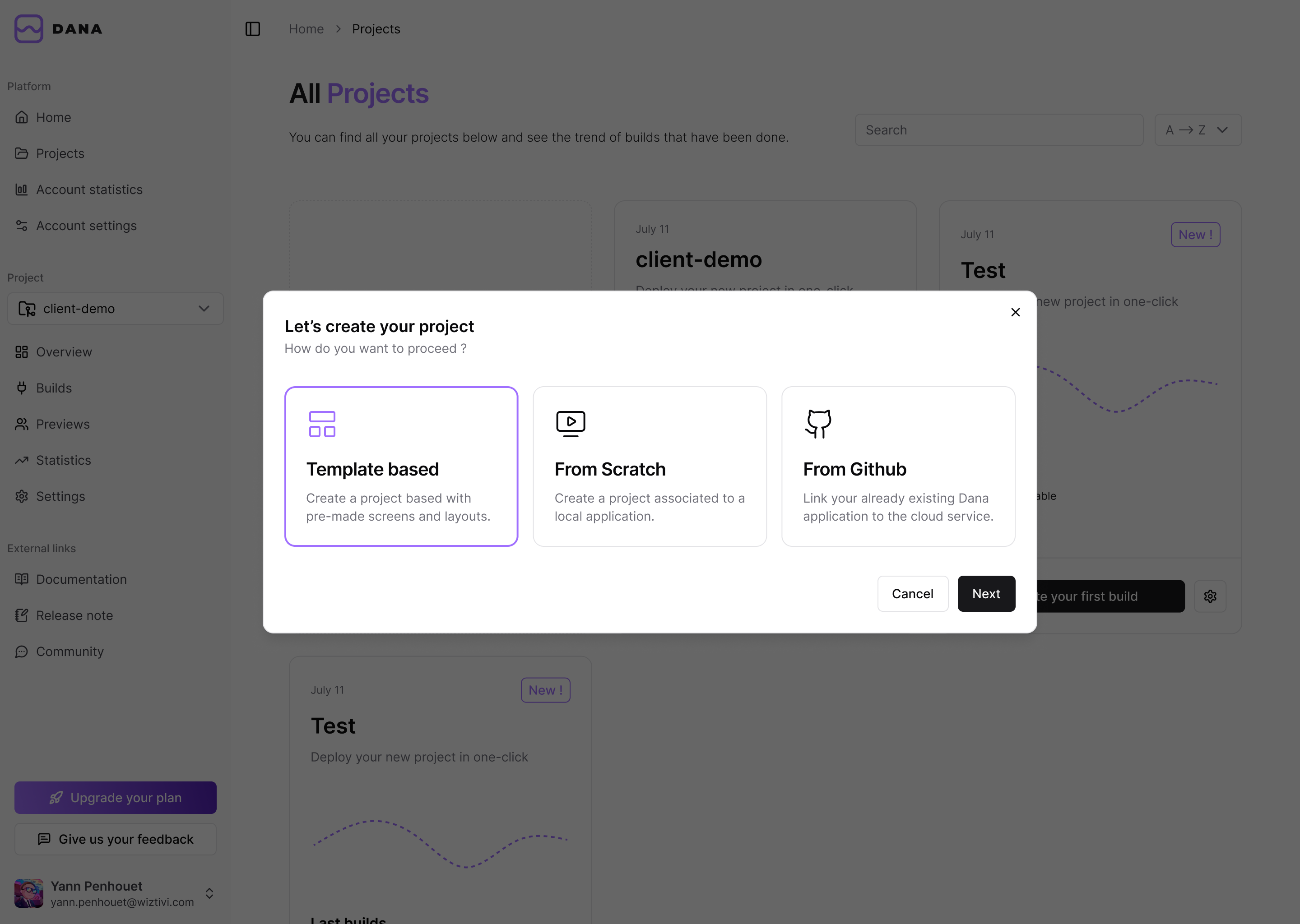 Template and analytics preview