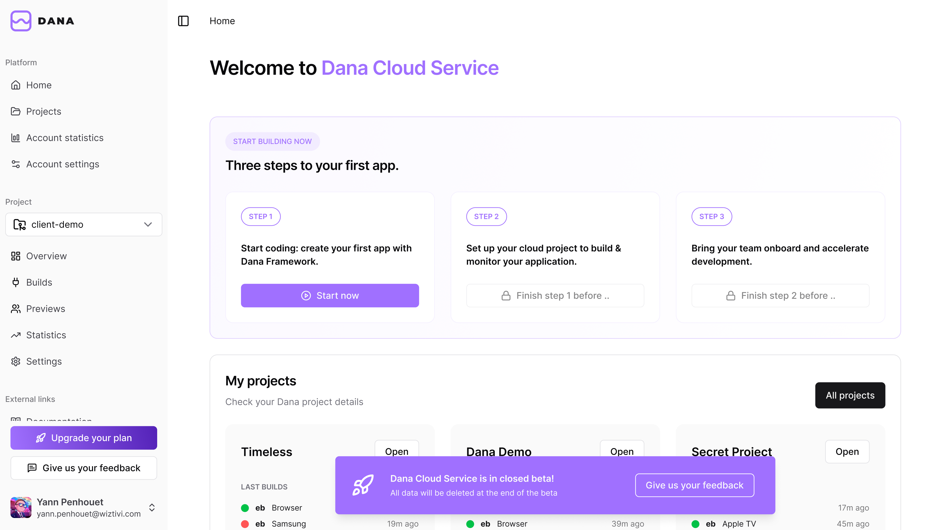 Dana cloud service interface