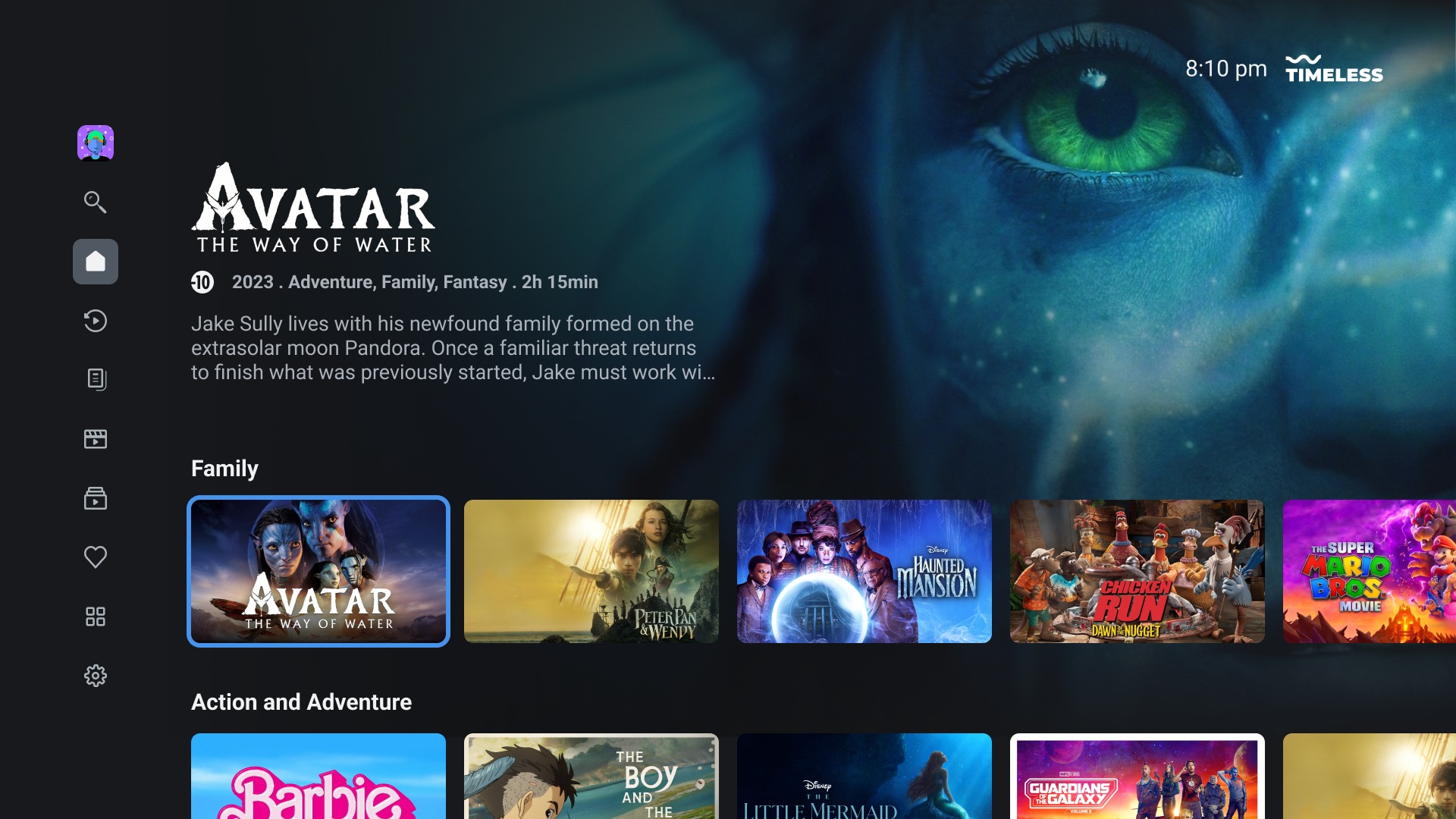 Timeless app interface